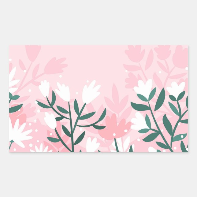 Hand Drawn Abstract Flowers Rectangular Sticker (Front)