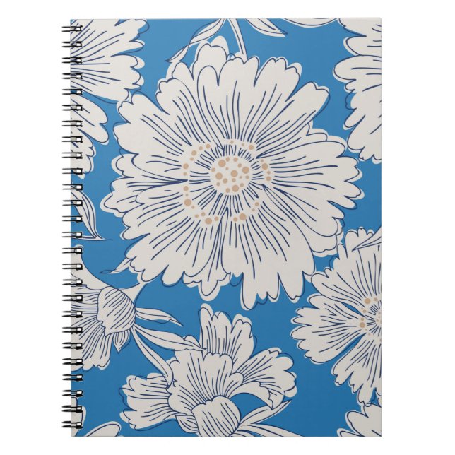 Hand drawn abstract garden flowers. Contour drawin Notebook (Front)
