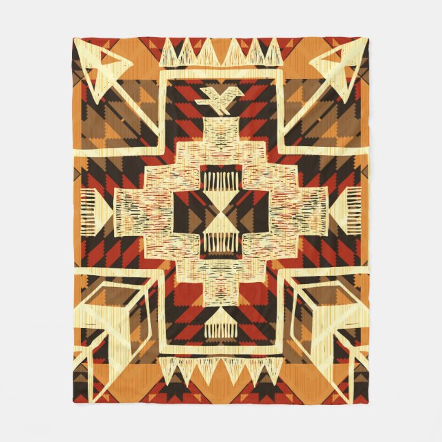 Hand drawn abstract illustration native American s Fleece Blanket (Front)