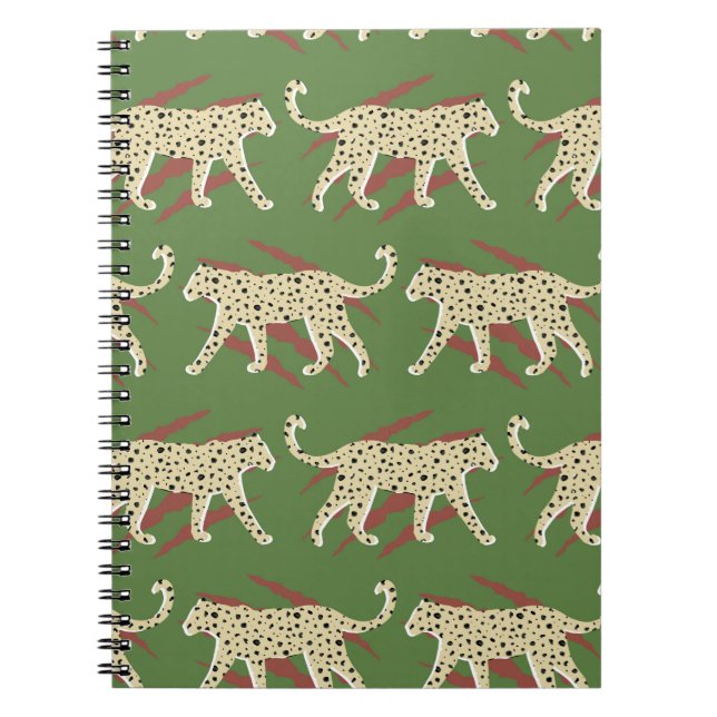 Hand Drawn Abstract Leopard Cheetah with Animal Sk Notebook (Front)