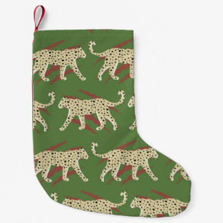 Hand Drawn Abstract Leopard Cheetah with Animal Sk Small Christmas Stocking