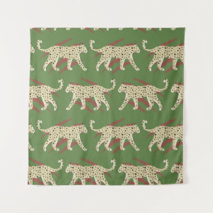 Hand Drawn Abstract Leopard Cheetah with Animal Sk Tapestry