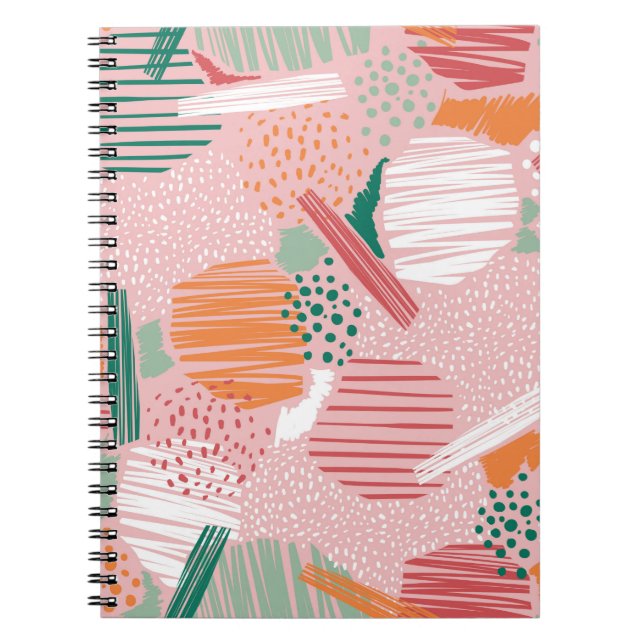 Hand drawn abstract line and paint seamless patter notebook (Front)
