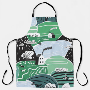 Hand drawn abstract scandinavian graphic illustrat apron