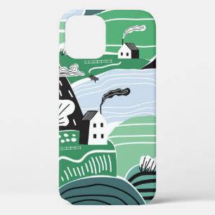 Hand drawn abstract scandinavian graphic illustrat iPhone 12 case