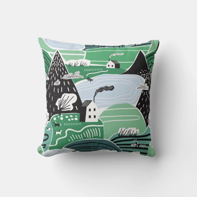 Hand drawn abstract scandinavian graphic illustrat cushion (Front)