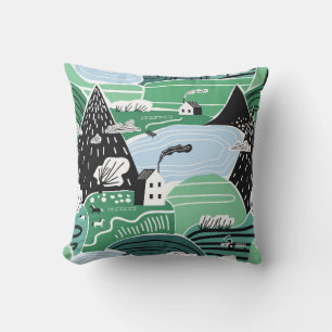 Hand drawn abstract scandinavian graphic illustrat cushion