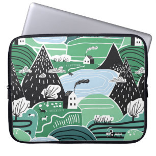 Hand drawn abstract scandinavian graphic illustrat laptop sleeve