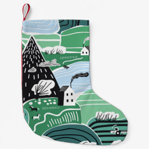 Hand drawn abstract scandinavian graphic illustrat small christmas stocking