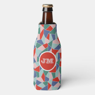 Hand drawn Abstract Triangles Bright Colours Bottle Cooler