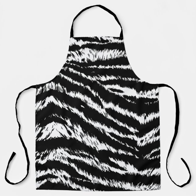 Hand Drawn Abstract Two Colors Zebra Stripes Repea Apron (Front)