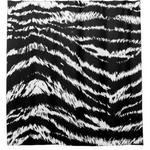 Hand Drawn Abstract Two Colors Zebra Stripes Repea Shower Curtain