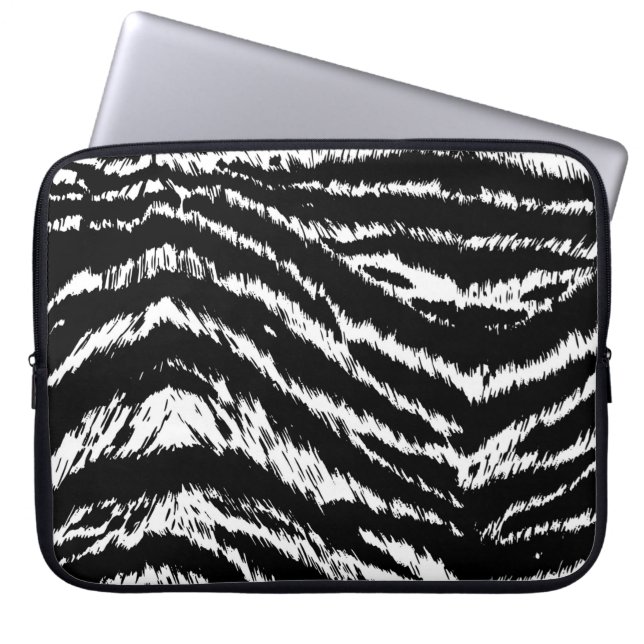 Hand Drawn Abstract Two Colours Zebra Stripes Repe Laptop Sleeve (Front)