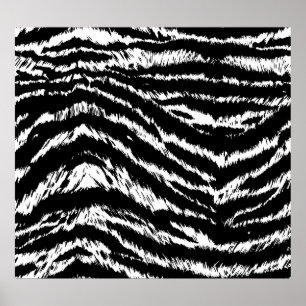 Hand Drawn Abstract Two Colours Zebra Stripes Repe Poster