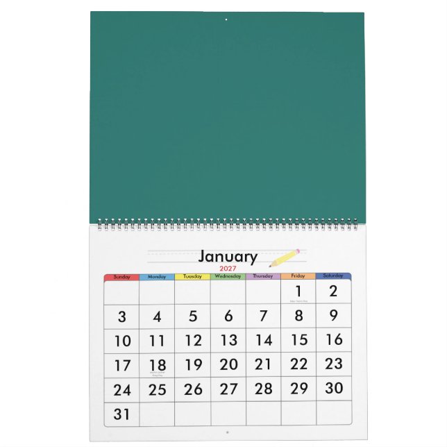 Hand drawn abstract vintage design    calendar (Jan 2027)