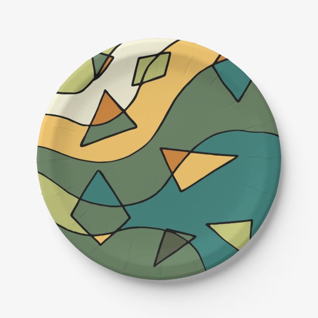 Hand drawn abstract vintage design    paper plate (Front)