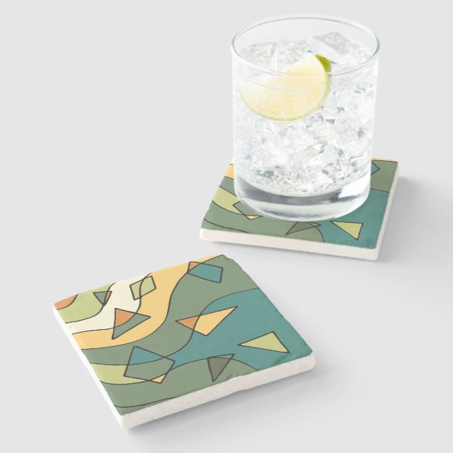 Hand drawn abstract vintage design    stone coaster (Side)