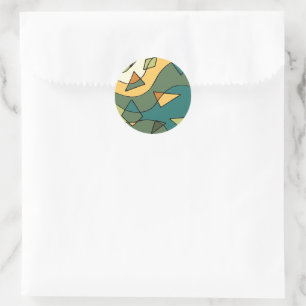 Hand drawn abstract vintage design tote bag classic round sticker
