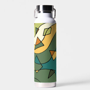 Hand drawn abstract vintage design water bottle