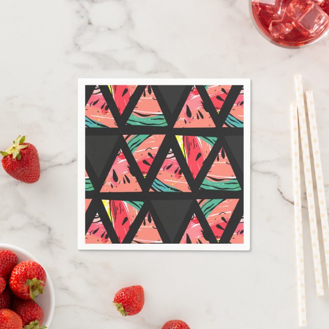 Hand Drawn Abstract Watermelon Pattern Napkin (Insitu)
