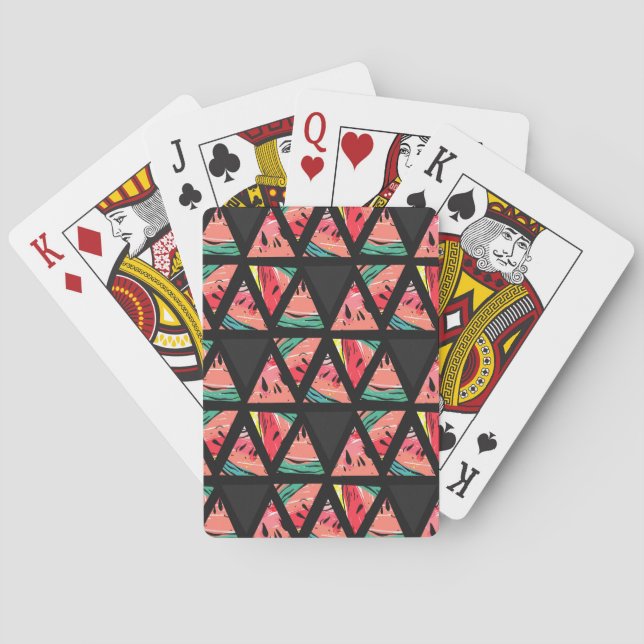 Hand Drawn Abstract Watermelon Pattern Playing Cards (Back)