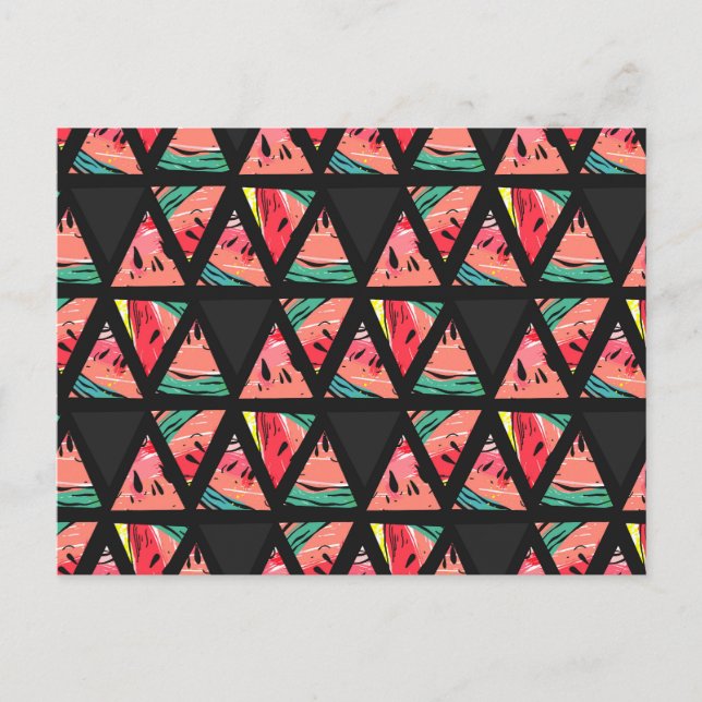 Hand Drawn Abstract Watermelon Pattern Postcard (Front)