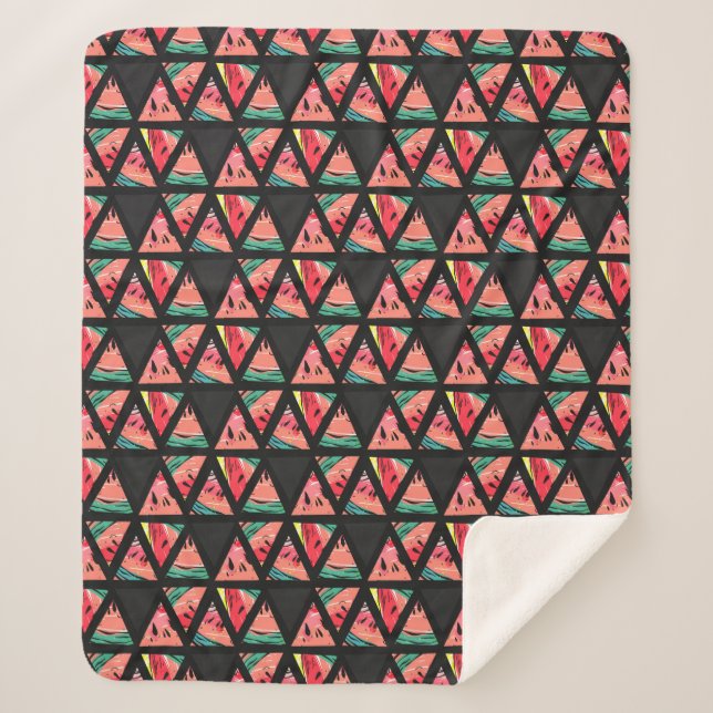 Hand Drawn Abstract Watermelon Pattern Sherpa Blanket (Front)