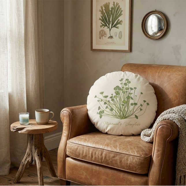 Hand drawn Acetabularia Seaweed  Round Cushion (Creator Uploaded)