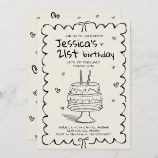 Hand Drawn Adult Scribble Birthday  Invitation