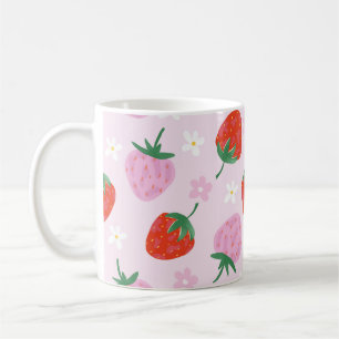 Hand-Drawn Aesthetic Strawberry Seamless Pattern Coffee Mug