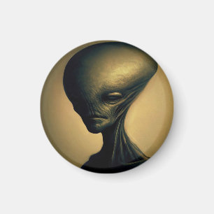 Hand Drawn Alien Portrait Magnet