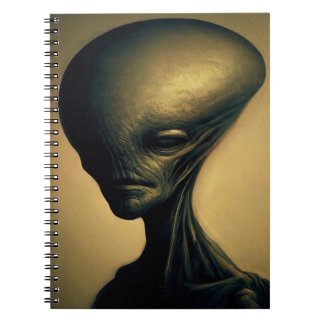 Hand Drawn Alien Portrait  Notebook (Front)