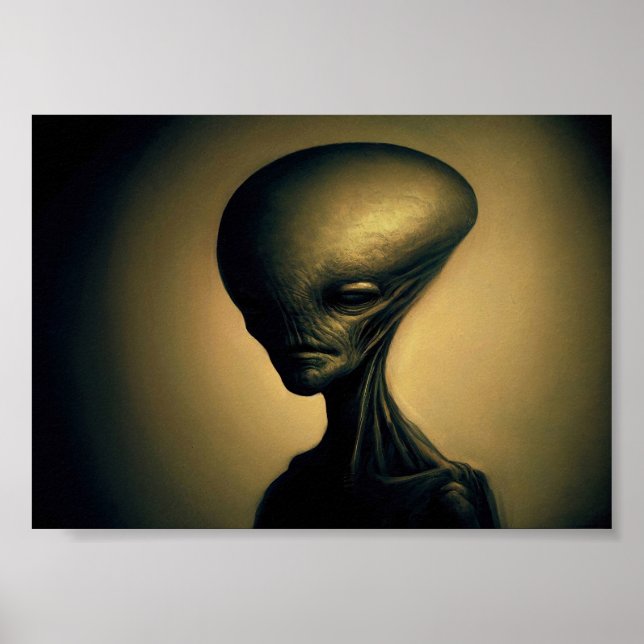 Hand Drawn Alien Portrait  Poster (Front)
