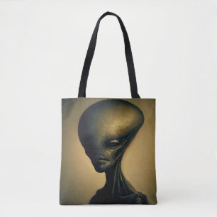 Hand Drawn Alien Portrait  Tote Bag