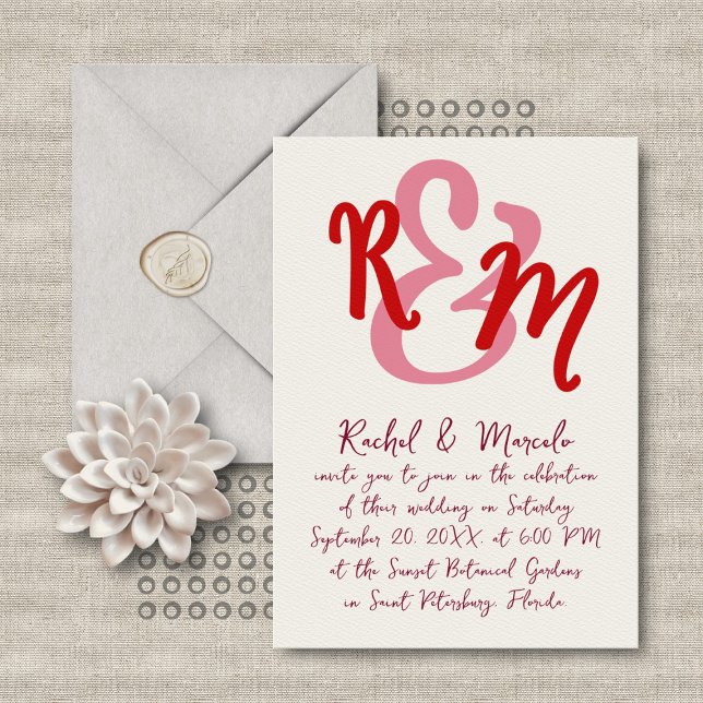 Hand Drawn Ampersand Initials Wedding Invitation (Creator Uploaded)