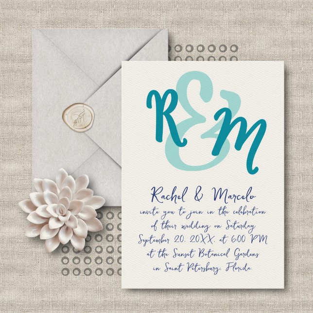 Hand Drawn Ampersand Initials Wedding Invitation (Creator Uploaded)