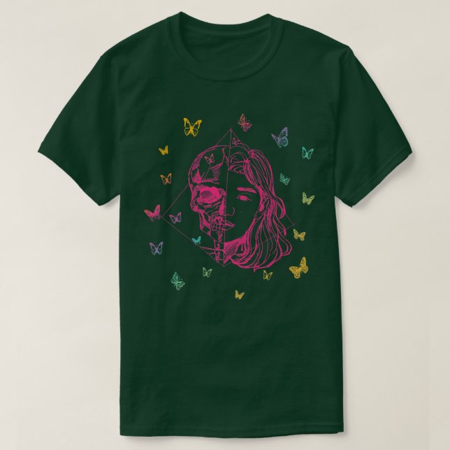 Hand Drawn Anime Skelita with Butterflies  (2) T-Shirt (Design Front)