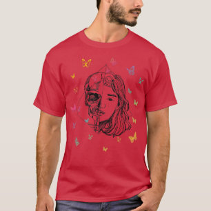 Hand Drawn Anime Skelita with Butterflies Premium  T-Shirt