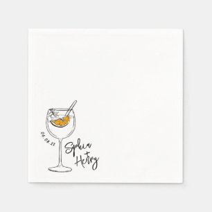 Hand Drawn Aperol Spritz Cocktail Napkin