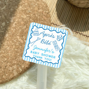 Hand Drawn Apres Bebe Apres Ski Boy Baby Shower Square Sticker