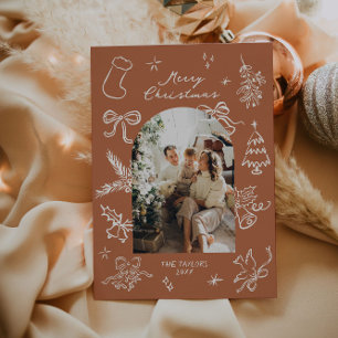 Hand Drawn Arch Photo Christmas Card