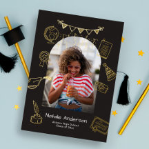 Hand Drawn Arch Photo Gold Graduate Announcement