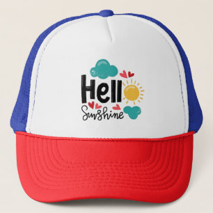 Hand Drawn Art - Hello Sunshine Text Trucker Hat