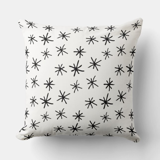 Hand Drawn Asterisk Star Print Throw Pillow (Front)