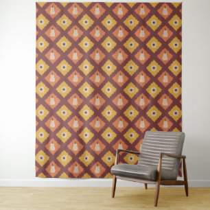 Hand Drawn Autumn Diamond Pattern Tapestry