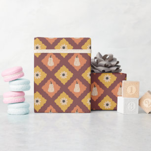 Hand Drawn Autumn Diamond Wrapping Paper Roll