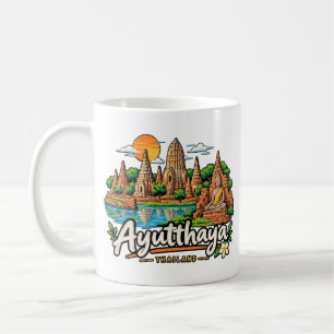 Hand Drawn Ayutthaya Thailand Travel Art Landmark Coffee Mug