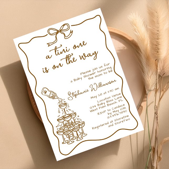 Hand Drawn Baby Bottle Martini Tower Baby Shower Invitation (Creator Uploaded)