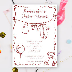Hand Drawn Baby Clothes Baby Shower Invitation
