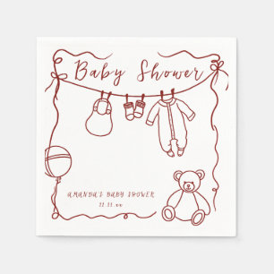 Hand drawn baby clothes baby shower  napkin
